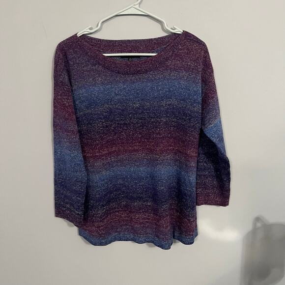 Napa Valley Sweaters - Napa Valley Ombre Stripe Sweater Women's Size Medium Purple Blue Cotton Blend